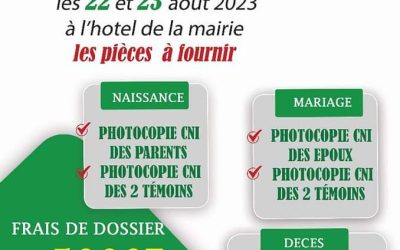 Commune de Thiès – Ouest : Audiences foraines, les 22 et 23 août 2023 à l’hôtel de la Mairie