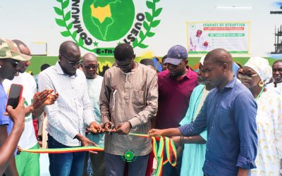 En images, la cérémonie de réception du terrain multisports de Mbour 1, réhabilité par la Mairie de la Commune de Thiès-Ouest et réceptionné par le Maire Dr Mamadou DJITTE