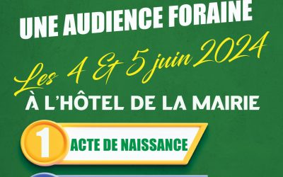 Commune de Thiès-Ouest : Audience foraine les 04 et 05 juin 2024 à l’Hôtel de la Mairie