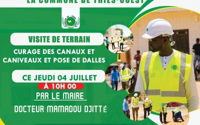 Curage des canaux et caniveaux et pose de dalles, ce jeudi 04 juillet 2024 à 10h00 par le Maire de la Commune de Thiès-Ouest